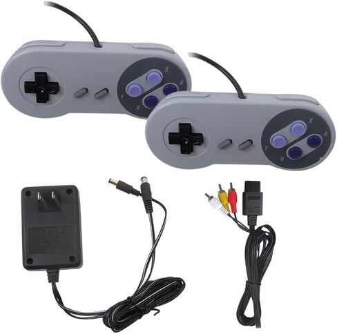 2-Pack Wired Controllers with AV Cable Power Adapter Bundle, Retro Gamepad Console for Super Nintendo SNES, Gray in Saudi Arabia