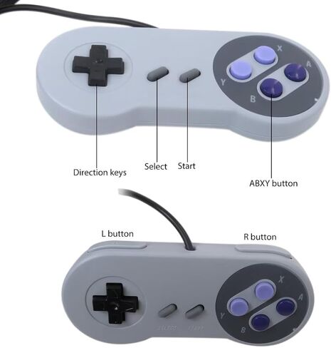 2-Pack Wired Controllers with AV Cable Power Adapter Bundle, Retro Gamepad Console for Super Nintendo SNES, Gray in Saudi Arabia