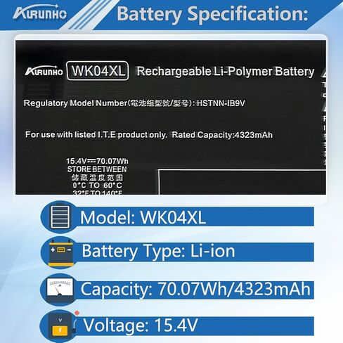 استبدال بطارية WK04XL M39179-005 لجهاز HP OMEN 16-B 16-C Victus 16-D 16-E 15-FA 15-FB 16-D0023DX 16-D0001UR 16-D1113TX 16-E0029UR 16-E0005UA سلسلة HSTNN-OB2C WK04070XL 70.07 واط ساعي in Saudi Arabia