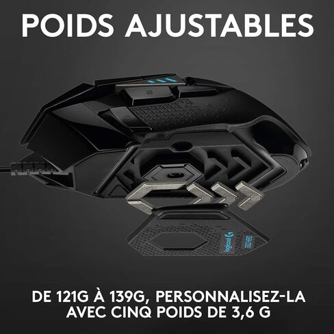 Logitech G502 Hero High Performance Wired Gaming Mouse, Hero 25K Sensor, 25,600 DPI, RGB, Adjustable Weights, 11 Programmable Buttons, On-Board Memory, PC/Mac - Black (Renewed) in Saudi Arabia