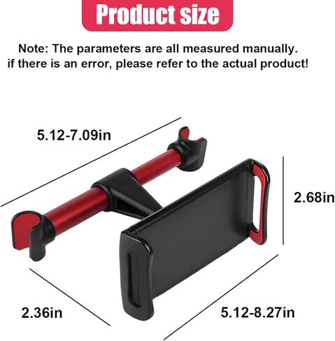 Car Headrest Mount, Universal 360 Rotating Auto Backseat Tablet & Phone Holder, Adjustable Vehicle Headrest Tablet Stand Cradle for 5.3"-10.2" Cellphones and Other Devices(Red) in Saudi Arabia