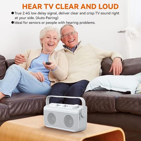 ANSTEN Wireless Speakers for TV, 2.4G Wireless TV Speaker with SOS Switch, Clarifying Dialog Potable TV Speakers for Hard of Hearing and Elderly, Compatible with Optical RCA AUX TVs, 100FT Range in Saudi Arabia