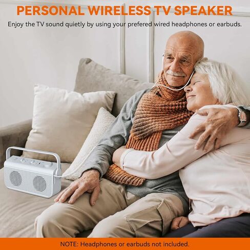 ANSTEN Wireless Speakers for TV, 2.4G Wireless TV Speaker with SOS Switch, Clarifying Dialog Potable TV Speakers for Hard of Hearing and Elderly, Compatible with Optical RCA AUX TVs, 100FT Range in Saudi Arabia