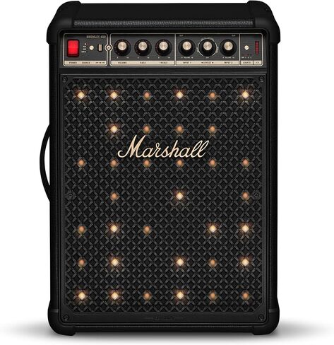 Marshall Bromley 450 Portable Party Speaker - Loud 360° Sound with Bass EQ Controls | 40+ Hours Playtime | Bluetooth, 3.5 mm AUX, RCA, Microphone, Instrument Inputs | LED Lights - Black and Brass in Saudi Arabia