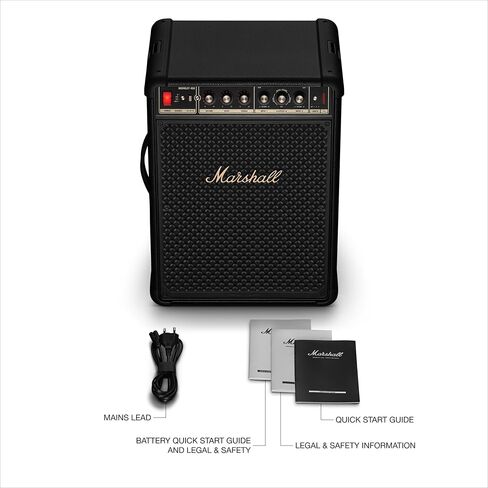 Marshall Bromley 450 Portable Party Speaker - Loud 360° Sound with Bass EQ Controls | 40+ Hours Playtime | Bluetooth, 3.5 mm AUX, RCA, Microphone, Instrument Inputs | LED Lights - Black and Brass in Saudi Arabia