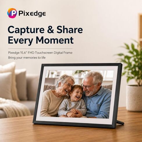 إطار صور رقمي واي فاي مقاس 15.6 بوصة، إطار صور ذكي Frameo بسعة تخزين كبيرة 32 جيجابايت، شاشة لمس 1080P IPS FHD، استخدام مزدوج للحائط/الطاولة، مشاركة فيديو الصور لاسلكيًا، لعيد ميلاد العائلة in Kuwait