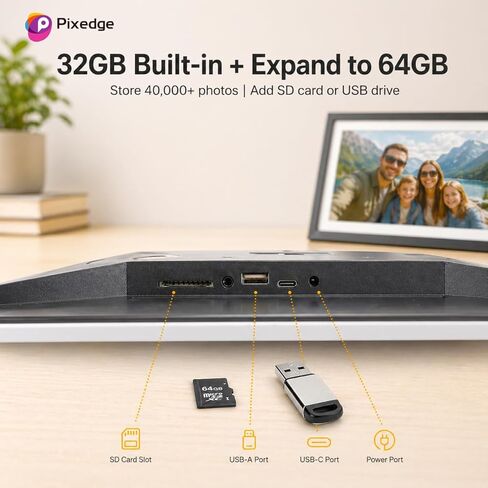 إطار صور رقمي واي فاي مقاس 15.6 بوصة، إطار صور ذكي Frameo بسعة تخزين كبيرة 32 جيجابايت، شاشة لمس 1080P IPS FHD، استخدام مزدوج للحائط/الطاولة، مشاركة فيديو الصور لاسلكيًا، لعيد ميلاد العائلة in Kuwait