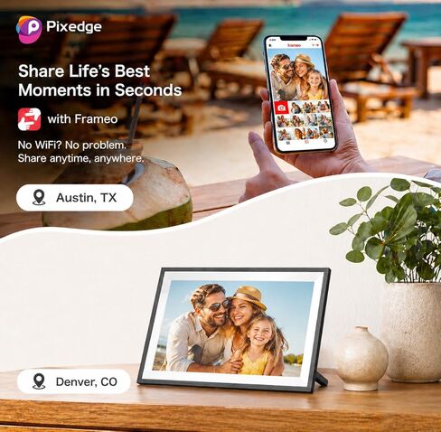 إطار صور رقمي واي فاي مقاس 15.6 بوصة، إطار صور ذكي Frameo بسعة تخزين كبيرة 32 جيجابايت، شاشة لمس 1080P IPS FHD، استخدام مزدوج للحائط/الطاولة، مشاركة فيديو الصور لاسلكيًا، لعيد ميلاد العائلة in Kuwait