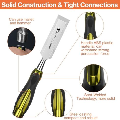 Lytool 5 Piece Wood Chisels Set, Wood Working Chisel Set for Woodworking, Carpentry, CR-V Steel Beveled Edge Blade, Wood Chisels for Woodcarving, Mortise,1/4", 1/2", 3/4", 1", 1-1/4" in Saudi Arabia