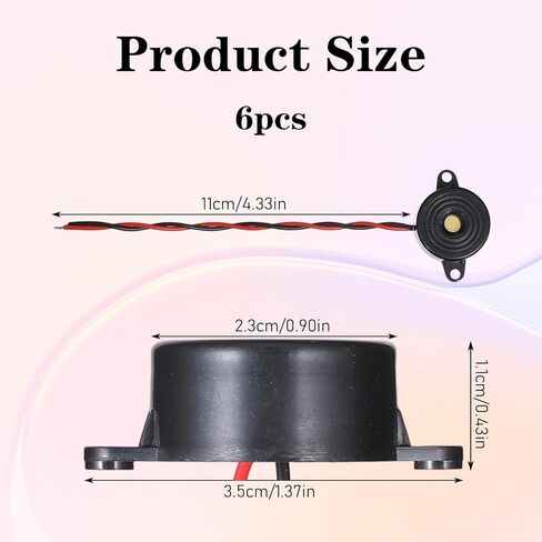 DC 3-24V Active Piezo Buzzer 85 db 2-Wire Electronic Buzzer Alarm Sounder (6 Pcs) in Saudi Arabia