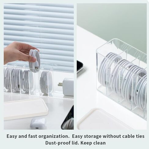 Cord Storage Organizer Box with Lid, Easy Organizer Without Cable Ties, Clear Electronics Organizer for Home Office Desk (Stackable-4Pack) in Saudi Arabia