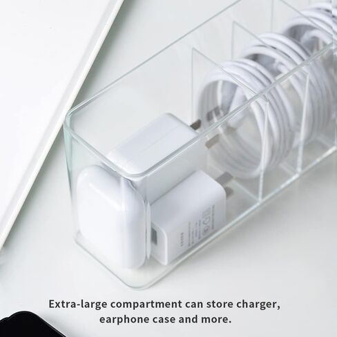 Cord Storage Organizer Box with Lid, Easy Organizer Without Cable Ties, Clear Electronics Organizer for Home Office Desk (Stackable-4Pack) in Saudi Arabia