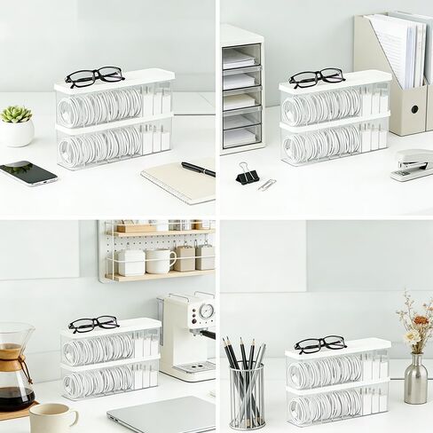 Cord Storage Organizer Box with Lid, Easy Organizer Without Cable Ties, Clear Electronics Organizer for Home Office Desk (Stackable-4Pack) in Saudi Arabia