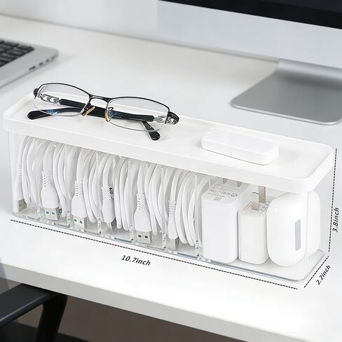 Cord Storage Organizer Box with Lid, Easy Organizer Without Cable Ties, Clear Electronics Organizer for Home Office Desk (Stackable-4Pack) in Saudi Arabia