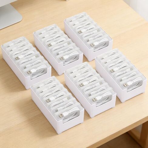 6 Set Cable Organizer Box with 7 Clear Switch Case Power Cord Organizer Desktop Cable Management Box Desktop Charger Cord Storage Organizer Box for Office Home Desk Accessories Stationery Supplies in Saudi Arabia