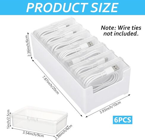 6 Set Cable Organizer Box with 7 Clear Switch Case Power Cord Organizer Desktop Cable Management Box Desktop Charger Cord Storage Organizer Box for Office Home Desk Accessories Stationery Supplies in Saudi Arabia