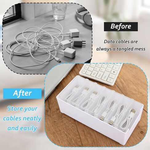 6 Set Cable Organizer Box with 7 Clear Switch Case Power Cord Organizer Desktop Cable Management Box Desktop Charger Cord Storage Organizer Box for Office Home Desk Accessories Stationery Supplies in Saudi Arabia