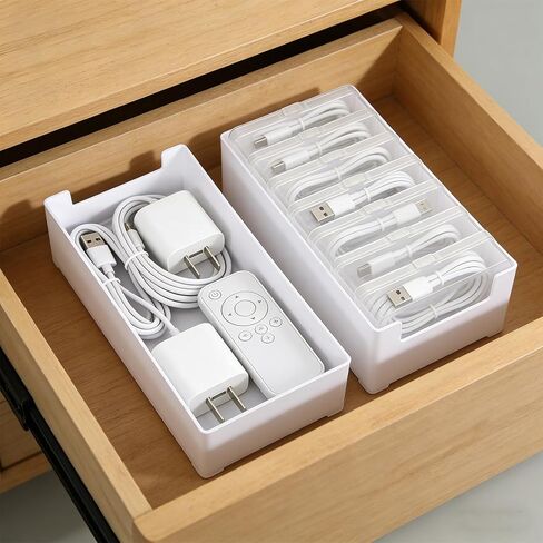 6 Set Cable Organizer Box with 7 Clear Switch Case Power Cord Organizer Desktop Cable Management Box Desktop Charger Cord Storage Organizer Box for Office Home Desk Accessories Stationery Supplies in Saudi Arabia