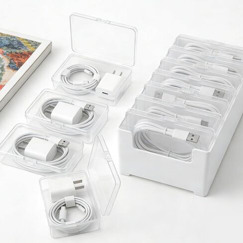 6 Set Cable Organizer Box with 7 Clear Switch Case Power Cord Organizer Desktop Cable Management Box Desktop Charger Cord Storage Organizer Box for Office Home Desk Accessories Stationery Supplies in Saudi Arabia