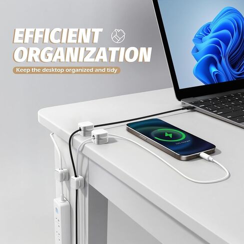 6 قطع من مشابك الكابلات المغناطيسية من Quacc، مشابك حامل منظم لسطح المكتب لإدارة الكابلات لمكتب المنزل ومنضدة جدار السيارة - أبيض in Saudi Arabia