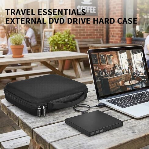 حقيبة حمل صلبة من Comecase لـ AmiCool/لـ ASUS/لـ LG/لمحرك أقراص DVD الخارجي من Dell، حقيبة سفر واقية لموقد أقراص Blu-ray الخارجي، منظم تخزين مقاوم للصدمات مع فتحات أقراص مضغوطة (حقيبة فقط) in Saudi Arabia