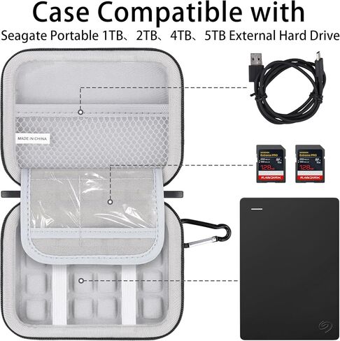 Hard Carrying Case for Seagate Portable External Hard Drive HDD 1TB 2TB 4TB 5TB, Shockproof Protective Travel Case, Portable Storage Organizer in Saudi Arabia