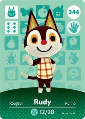 Rudy - Nintendo Animal Crossing Happy Home Designer Series 4 Amiibo Card - 344 in Saudi Arabia