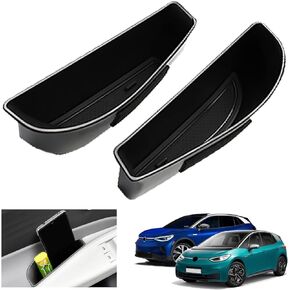2022 VW ID.4 Door Side Storage Box Compatible with 2021-2023 Volkswagen ID.4 Door Handle Storage Box 2022 VW ID.4 Accessories Door Organizer Pocket Tray Armrest Cellphone Container（2pcs）
