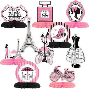 10 Pieces Paris Party Decorations Paris Honeycomb Centerpiece Paris Table Topper Pink Table Honeycomb for Paris Party Supplies Birthday Wedding Baby Shower Decorations Romantic Photo Booth