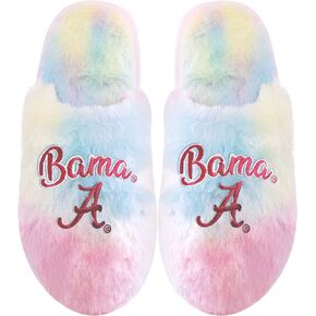 FOCO Women's NCAA College Team Rainbow Script Wordmark Slippers