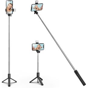 Selfie Stick, Extendable Selfie Stick Tripod with Wireless Remote and Flexible Tripod Stand Group Selfies, Live Streaming, Video Recording Compatible with All Cellphones, Black