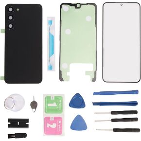 for Samsung Galaxy S23 Plus Glass Back Cover and Front Glass Screen Replacement Set, Rear Panel Glass Battery Door, Front Outer Lens Glass Screen, Phone Repair Accessories