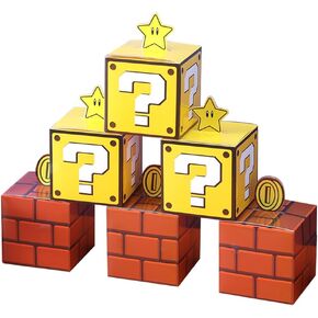 SUYEPER Super Theme Question Brick Treat Boxes Snack Goody Cardboard Bag Birthday Party Favors Decorations Gift Wrap Boxes (12PCS)