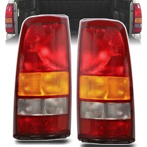 Nakuuly Tail Lights Compatible With 1999-2002 Chevy Silverado 1500 2500 3500 1500 HD 2500HD 1999-2006 GMC Sierra Driver and Passenger Side Taillights Rear Lamp Red Border without Bulb