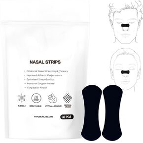 Nasal Strips for Better Sleep or Exercise | 30-Pack Nose Strips Congestion Relief | Anti Snoring Strips | Extra Strength for Better Breathing | Medical Grade Hypoallergenic