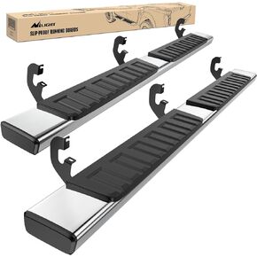 Nilight Running Boards for 2019-2024 Chevy Silverado/GMC Sierra 1500 Crew Cab 2020-2024 Silverado/GMC Sierra 2500HD 3500HD 6 Inch Stainless Steel Bolt-on Side Step Nerf Bars, 2 Years Warranty