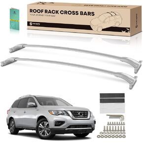 YHTAUTO 165 LBS Roof Rack Cross Bars w/Hardware Fit for 2014-2020 Nissan Rogue NOT for Sport (W/Side ROOF Rails), T6063 Aluminum CrossBars Anti-Rust for Skiboard Kayak Snowboard Bike Rooftop Cargo
