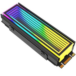 ARGB M.2 Heatsink SSD Heat Sink with Thermal Pads, Aluminum 2280 M2 5V 3Pin Addressable RGB Sync NVME Heatsink for M.2 2280 Nvme SSD