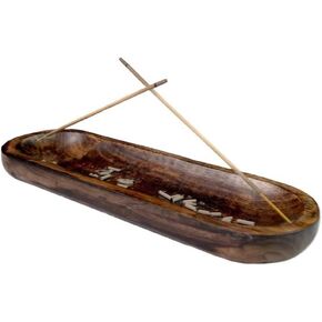 Wood Double Incense Sticks Holder Burner - Large Ash Catcher Handmade Home Decor