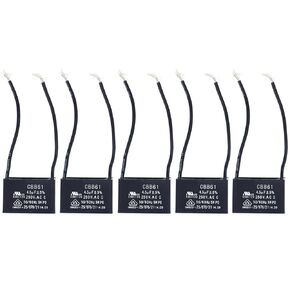 5Pcs 4.5uf 2-Wire Ceiling Fan Capacitor CBB61 4.5uf 250V AC 50/60 Hz Power Relay Start Capacitor for Floor Fan Hoods