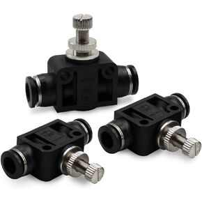 3 Pcs 4mm Tube OD Air Flow Control Valve,Union Pneumatic Speed Control Flow Controller PSA-04 Straight Union Push to Connect Tube Fitting Regulator Valve