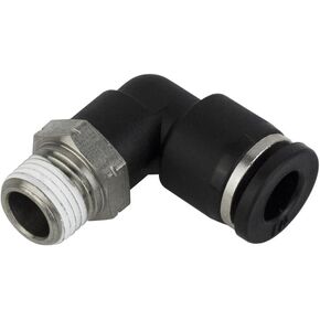 PneumaticPlus PL-3/8 Push-to-Connect Fittings, Male Elbow - Pack of 10 (3/8" Tube OD x 3/8" NPT Thread)