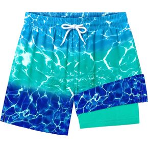 MIGU Boys Swim Trunks Beachwear Swimwear Swimsuits Swimming Shorts Quick-Drying Lined Two-Layer Beach Board Shorts