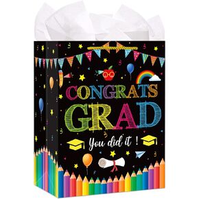 WhatSign Kindergarten Graduation Gift Bags for Kids 11.5" Prek Preschool Kindergarten Graduation Gift Bag with Tissue Paper 2024 Kindergarten Graduation Gift Bag with Handle for Kids Student Boy Girls