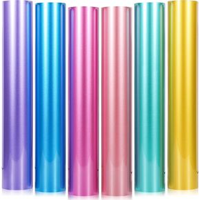 GIRAFVYINL Metallic Pearlescent HTV Heat Transfer Vinyl 6 Sheets HTV Vinyl 12" X 12" Heat Press Iron on Vinyl for T-Shirt,Fabric