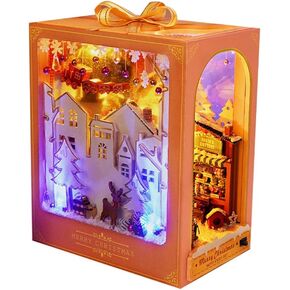 مجموعة أدوات منزل الدمى على شكل زاوية كتاب DIY ألعاب ألغاز أثاث مصغر لبيت الدمى مع LED، هدية حرفية إبداعية لعيد ميلاد الأطفال المراهقين (بيت الغابة الزجاجي) in Kuwait