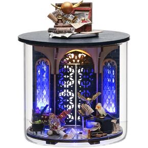 Roroom DIY Miniature and Furniture Dollhouse Kit,Mini 3D Wooden Doll House Craft Model with Dust Proof Cover and LED,Creative Room Idea for Valentine's Day Birthday Gift(Magic Shop)