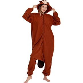 DELEY Unisex Adult Beaver Onesie, Halloween Costumes Cosplay Pajamas Warm Sleepwear Homewear