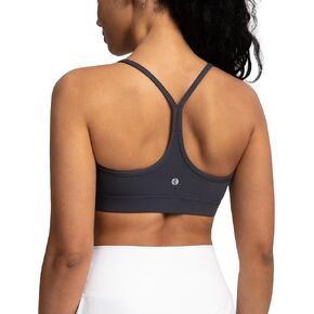 Colorfulkoala Women's Dreamlux Y Back Padded Sports Bra Spaghetti Strap Low Impact Workout Yoga Bra with Removable Cups
