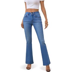 OFLUCK Women's High Rise Retro Flare Jeans Slim Fit Street Trendy Bell Bottom Jeans